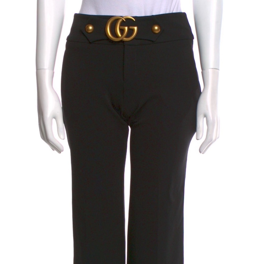 GUCCI GUCCI BLACK PLEAT-FRONT FLARED TROUSERS